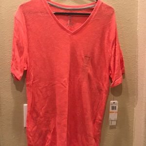 Men’s coral v neck cotton T-shirt